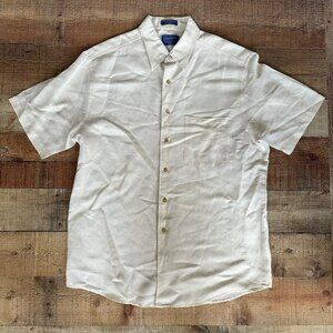 Pendleton City Linen Shirt Short Sleeve Button-Up Size Large